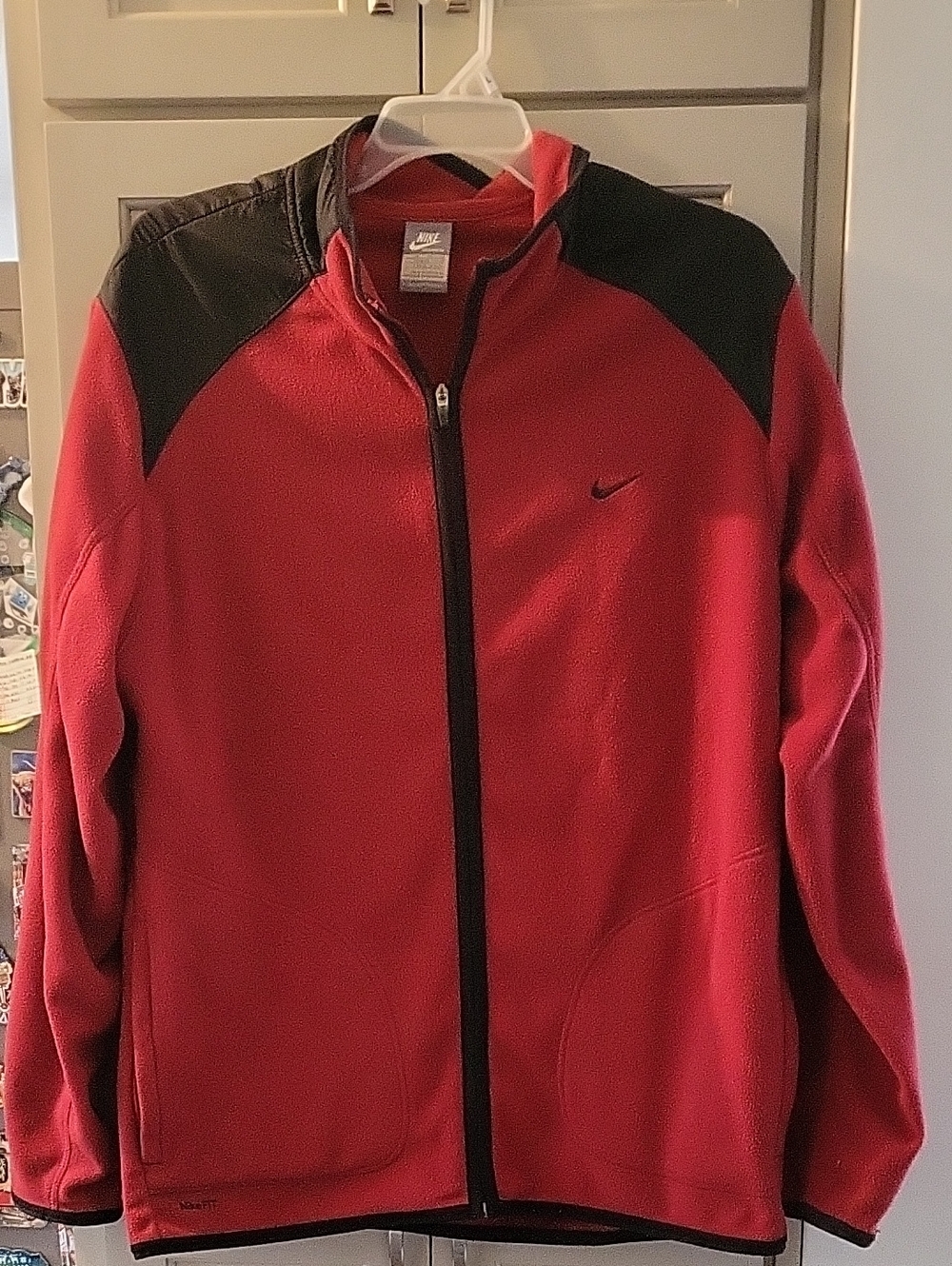 Nike Men’s Red Full-Zip Performance Fleece with Black Accents